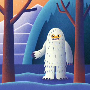 Digital 3D model of a Wampa from Star Wars, featuring rough, white, and shaggy fur texture.