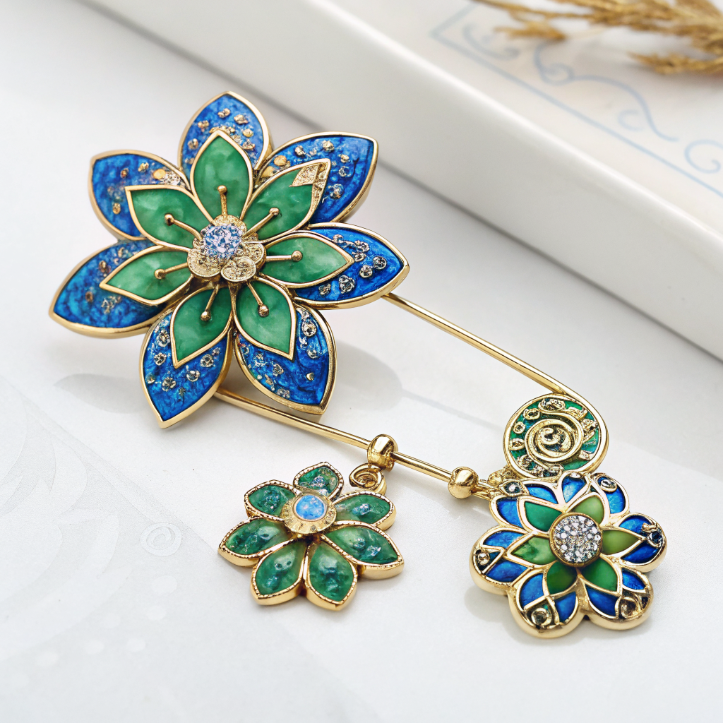 Cloisonné enamel modular brooch