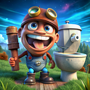 шкибиди туалет , G-man Garry's mod skibidi toilet, только голова , торчит голова из туалета, корчит лицо , скиби туалет