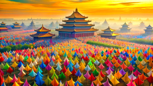 Beijing is overwhelmed by countless colorful paper cranes