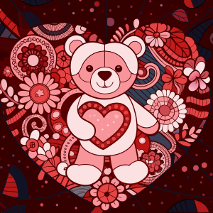valentine day sticker with text love teddy bear 
