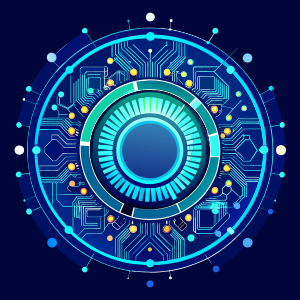 circle blue binary circuit board digital
