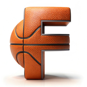 LETRA f feita com textura de bola de basquete