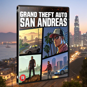 Grand Theft Auto: San Andreas DVD cover showcasing in-game scenes from the game.