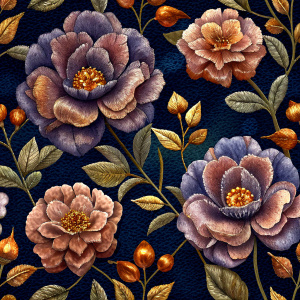 Sequined Autumn Patch flowers, Seamless Pattern