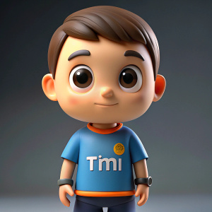   cute small man full body cartoonic form''timi'' text wrritten on tamy