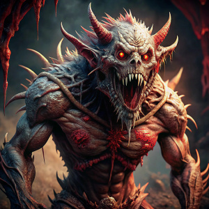 dungeons and dragons evil, tall,  long bloody claws, mouth full of teeth
