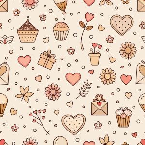 valentine day minimalist doodles for seamless pattern tile, light background