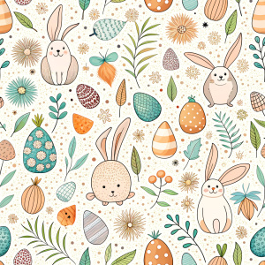 easter minimalist doodles seamless pattern tile, white ground