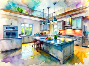 modern kitchen sketch