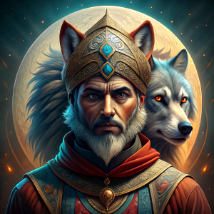 picture of a sultan and a wolf side by side
