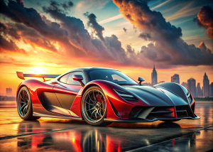 Dodge SRT Tomahawk X VGT, gran turismo race car, oversized wheels, very detailed rims, lowered, wide body kit, cinematic background