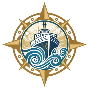 The official logo for the Smite Odyssey 2019 campaign, featuring a majestic ship emblem with swirling water elements in shades of gold and blue.