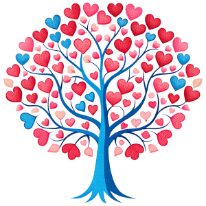 Valentine tree, love, leaf from hearts