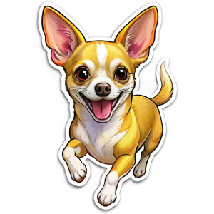 happy chihuahua happy chihuahua jumping, sticker cutout , screen print, zoom to fill, white background -- s50 -- style raw 