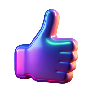 vector isolated 3d thmbs up icon neon 4k