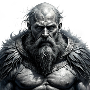 Nordic Ymir Primeval - Prehistoric Giant - perfect realistic art, high-definition grey and black, white background tattoo design