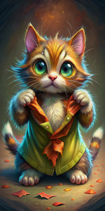 cute little cat tearing at shirt with claws