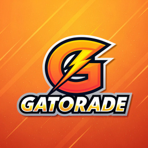 Modern Gatorade logo featuring stylized letter G with dynamic energy burst design on gradient orange background, bold sans-serif font for 'GATORADE'