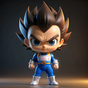 vegeta, chibi pixar, big eyes, big head, full body