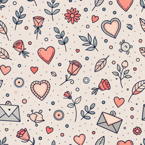 valentine day minimalist doodles for seamless pattern tile, light background