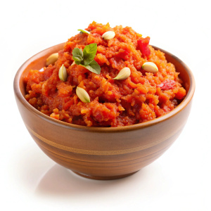 Gajar ka halwa on white bowl    on white background