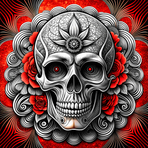 skull tattoo design - perfect realistic art - high-definition - grey and black - white background 