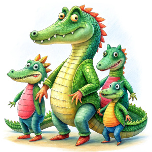 crocodile with her kids