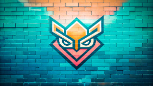 Minimalist Wall, perfect lines, Dark Logo, graffiti in the style of street art aesthetic, cute cartoonish designs