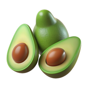 Beautiful avocados on a white background, the food seems to float in the air