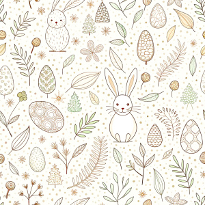 easter minimalist doodles seamless pattern tile, white ground