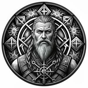viking floki  vegvesir high-definition grey and black Traditional Tattoo design 