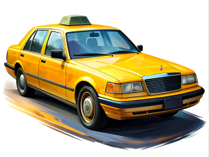 realistic vector.yellow,black,color classic taxi.high detail.random views.on white background.