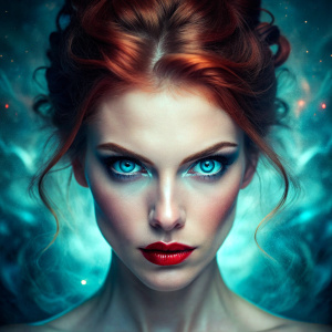 Picture-perfect angry pokerstar beauty reddish light-turquoise eyes 