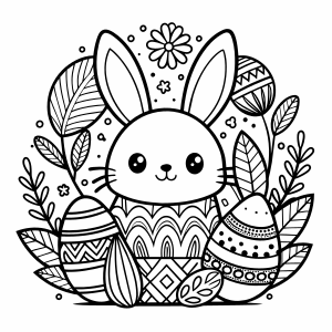 coloring page,Easter,doodle, line art, black lines, white background.