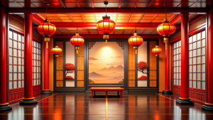 chinese new year room background, more realistic