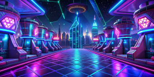 animated neon backgroud of casino club, city casino club, year 2024, modern clubs, with casino play machines