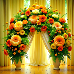 flower decoration at wedding stage