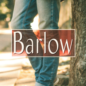 Barlow font example with color variations. Clean, modern sans-serif style. Dark red and grey swatches. Subtle grunge texture background.