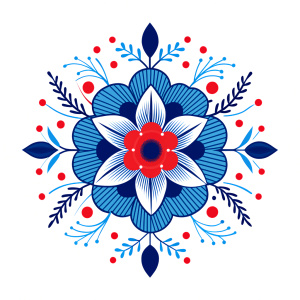 A single floral ornament, each element away from the other, very light minimalist composition, highly detailed hand drawn illustration, each element with a clean and thin outlining, vector art, sticker style, 2d cute, vintage, retro, 2d flat, scandinavian style