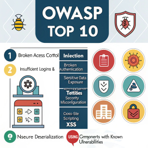 Infographic comparison of OWASP Top 10 security issues, illustrated with distinct icons for each threat