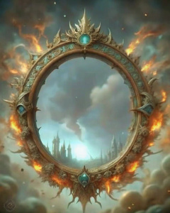 Gothic style circle frame of apocalypse flames