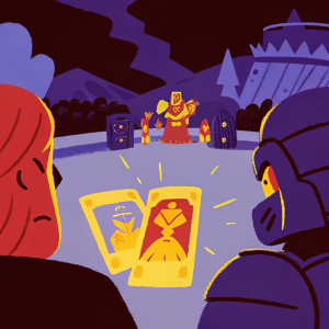 Clash Royale game screenshot featuring a vibrant healing spell card amidst characters and structures. The environment is colorful and cartoonish.