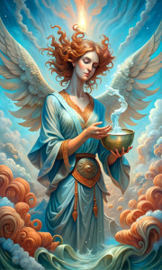 TAROT CARD, TEMPERANCE, The Archangel Michael EMPTYING FROM ONE CUP TO ANOTHER, BAROQUE STYLE