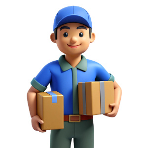 delivery man with cardboards