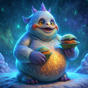fat cute snow golem burger