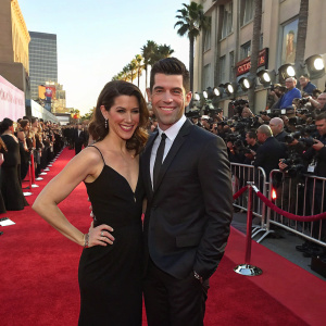 Max Greenfield and Lilly Greenfield attending the City Year Los Angeles event. Red carpet, flashing cameras, enthusiastic crowd