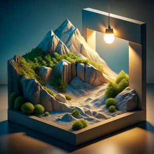 
3d landscape picture with light