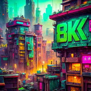 cyberpunk, 
  , <lora:cyberpunk_xl_v1:1>, , <lora:EnvyRoughOilXL01v11-prodigy-batch6:0.7> rough oil painting, anime style, Choppy Layers,, Office Buildings, Conglomerate stone,
science fiction, building, architecture, oil painting 8K, oil painting 8K, extremely detailed oil image