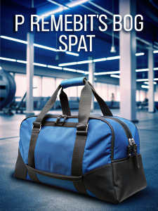 sport bag advertising, gym background, blue colours